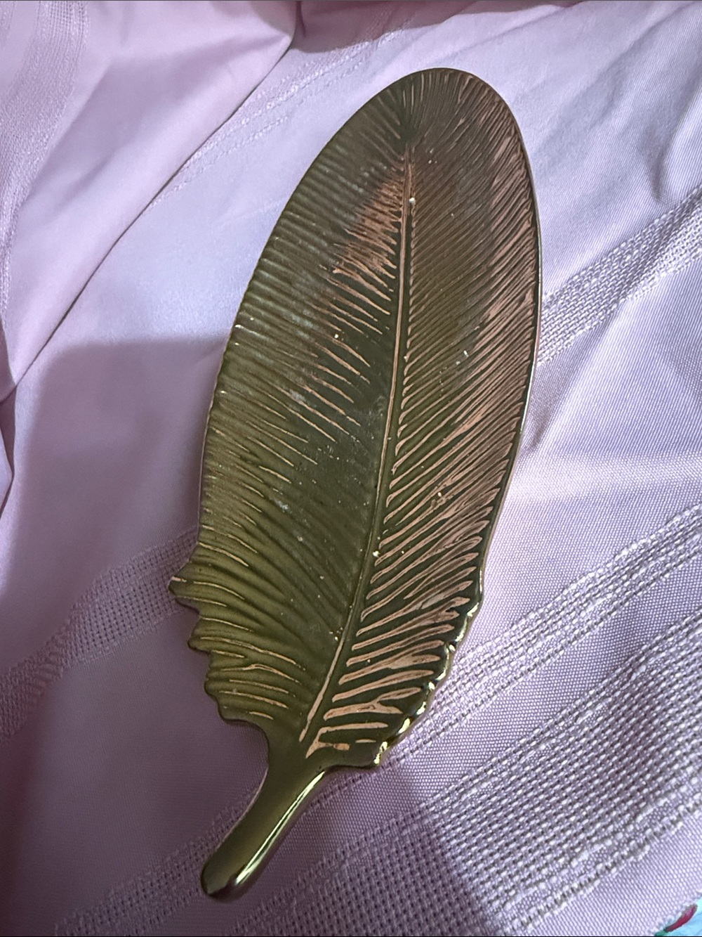 Creative Co-Op Gold Feather Trinket Tray